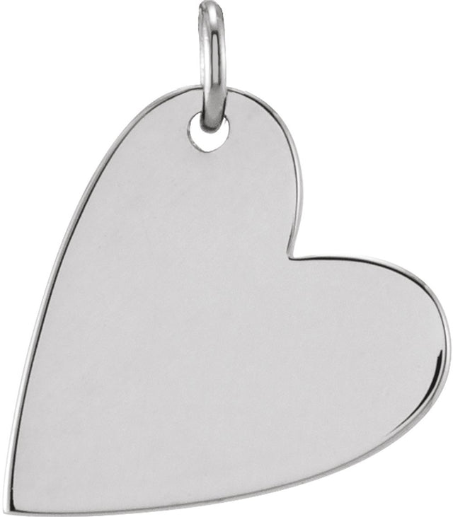 14K White Gold Engravable Sideways Heart Pendant