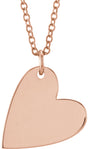 14K Rose Engravable Sideways Heart 16-18" Necklace