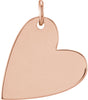 14K Rose Engravable Sideways Heart Pendant