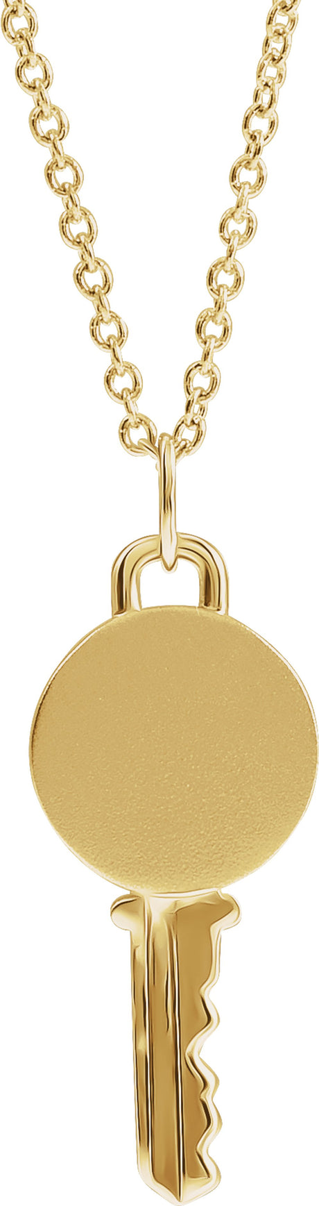 14K Yellow Engravable Key 16-18" Necklace