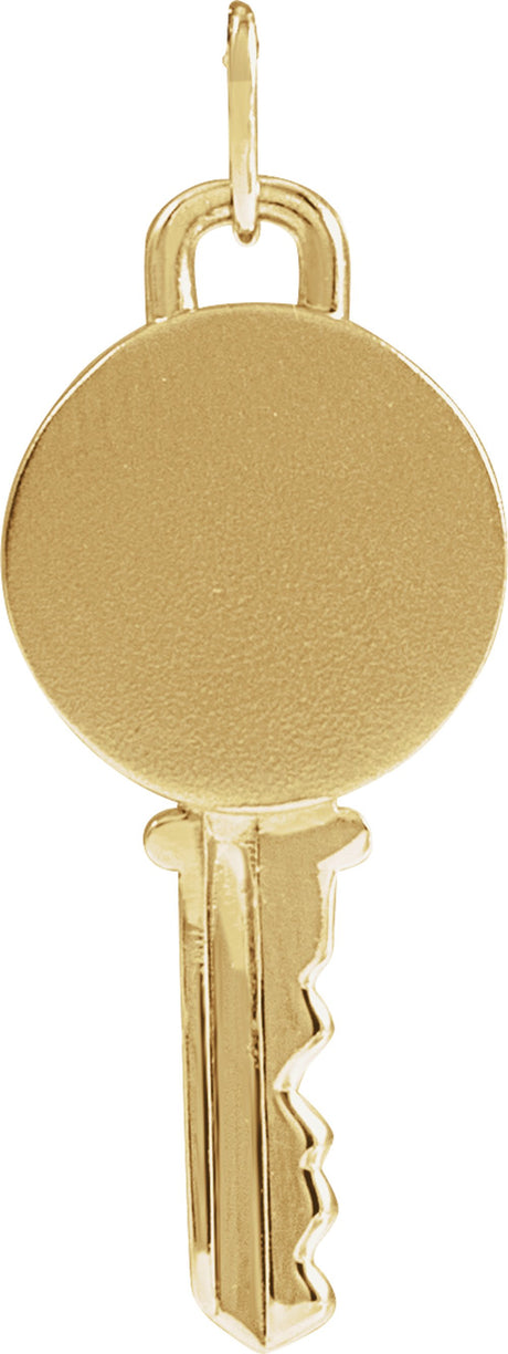 14K Yellow Engravable Key Pendant