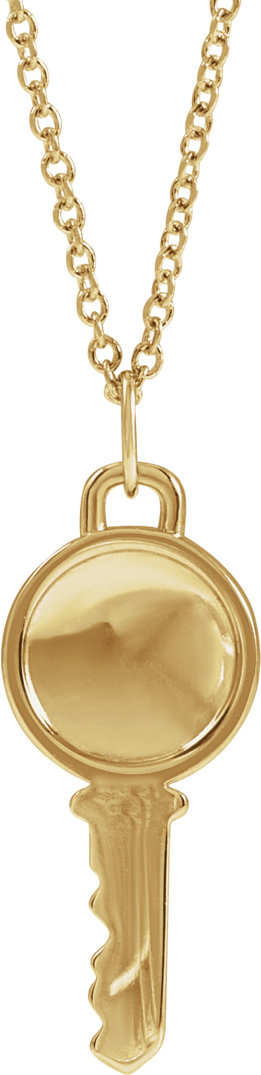 14K Yellow Engravable Key 16-18" Necklace