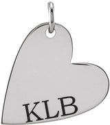 Sterling Silver Engravable Sideways Heart Pendant