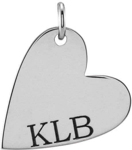 14K White Gold Engravable Sideways Heart Pendant
