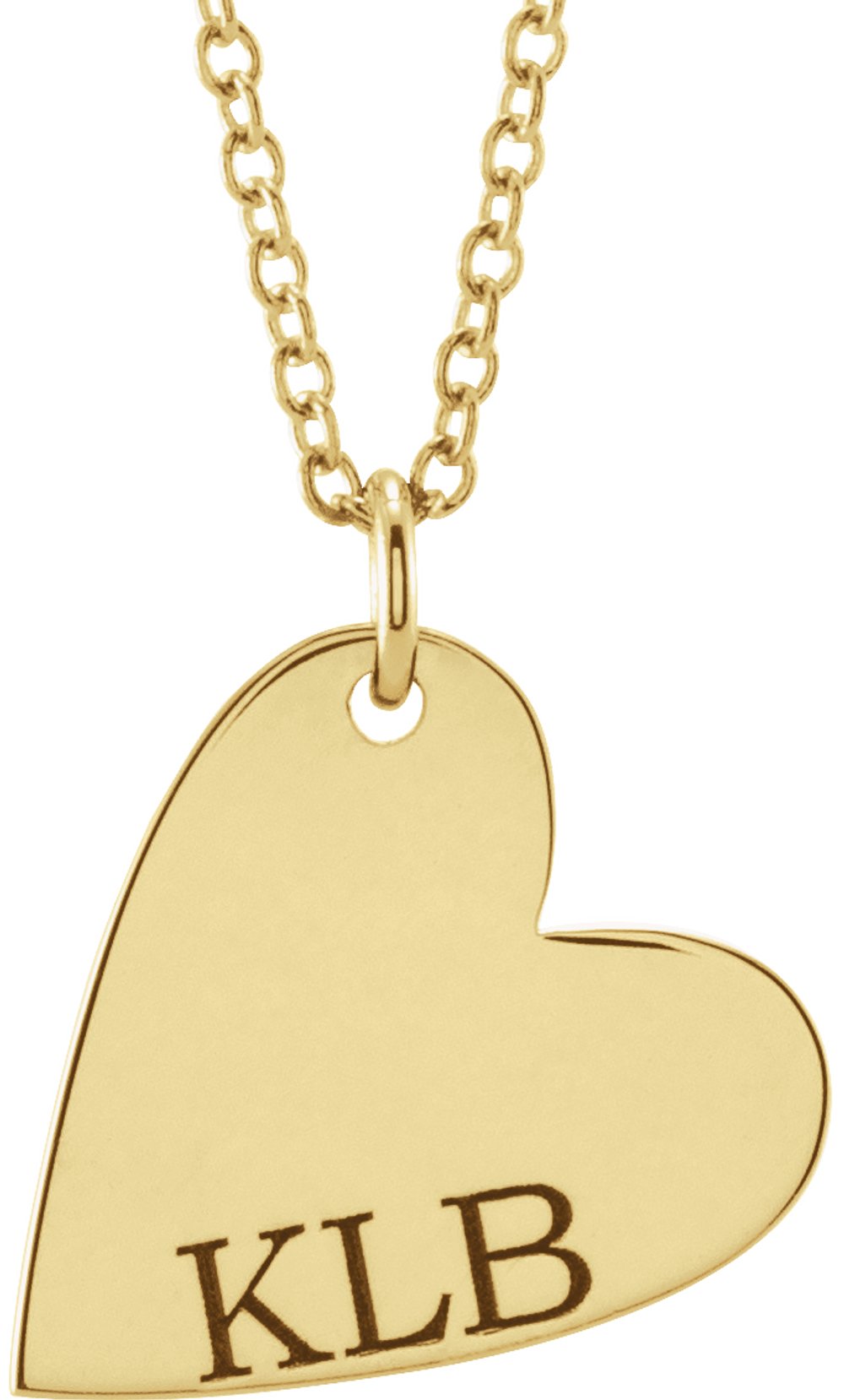 14K Yellow Gold Engravable Sideways Heart 16-18" Necklace