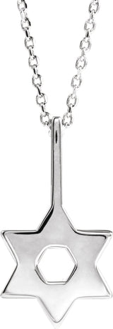 14K White Star of David 16-18" Necklace