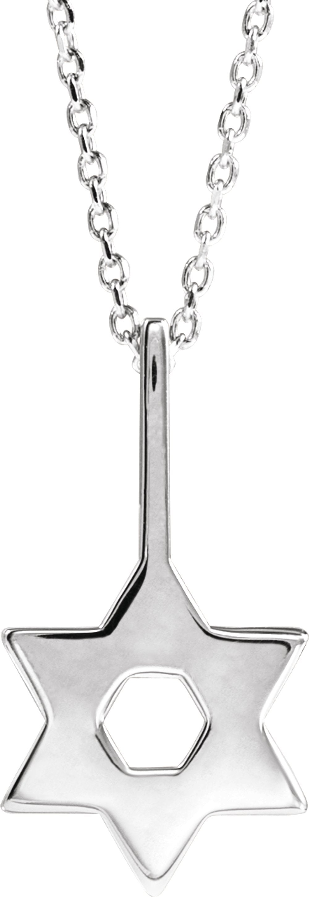 Sterling Silver Star of David 16-18" Necklace