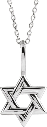 14K White Star of David 16-18" Necklace