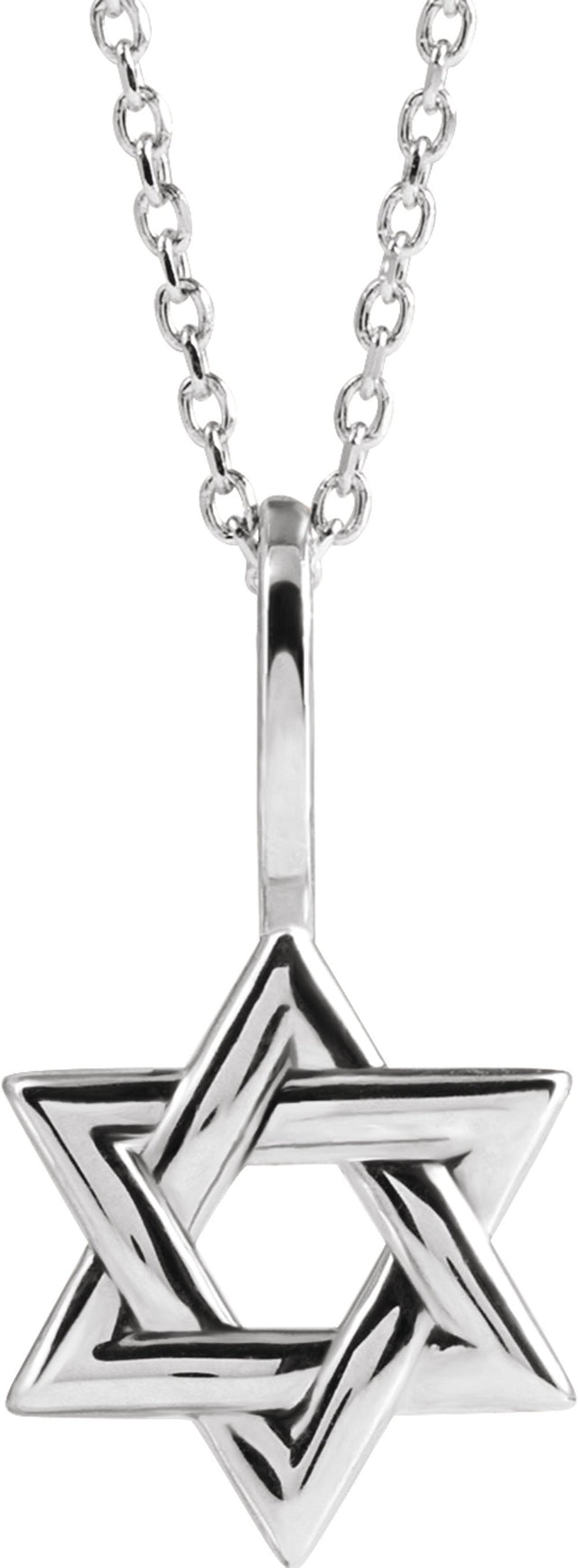 14K White Star of David 16-18" Necklace