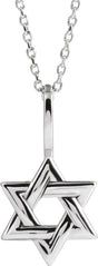 14K White Star of David 16-18" Necklace