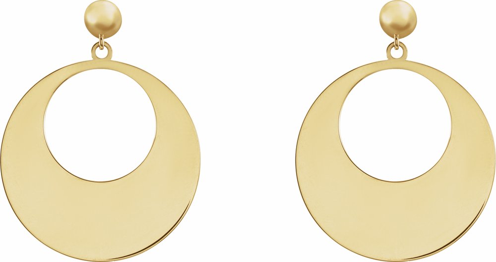 14K Yellow Circle Dangle Earrings