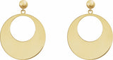 14K Yellow Circle Dangle Earrings