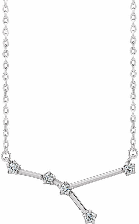 14K White Gold 1/8 CTW Natural Diamond Cancer 16-18" Necklace