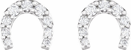 14K White 1/6 CTW Natural Diamond Horseshoe Earrings