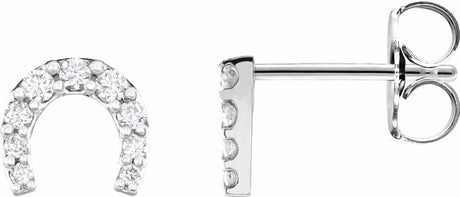 14K White 1/6 CTW Natural Diamond Horseshoe Earrings