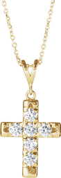 14K Yellow Gold 1/2 CTW Natural Diamond French-Set Cross 16-18" Necklace