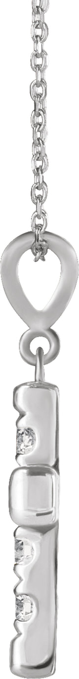 14K White Gold 1/2 CTW Natural Diamond French-Set Cross 16-18" Necklace