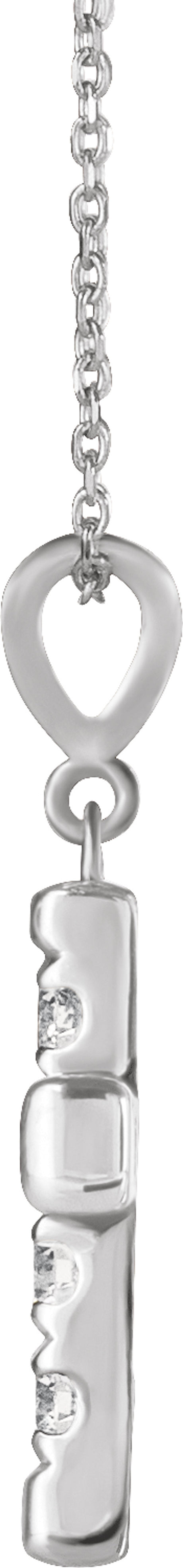 14K White Gold 1/2 CTW Natural Diamond French-Set Cross 16-18" Necklace