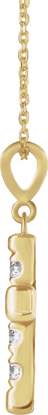14K Yellow Gold 1/2 CTW Natural Diamond French-Set Cross 16-18" Necklace