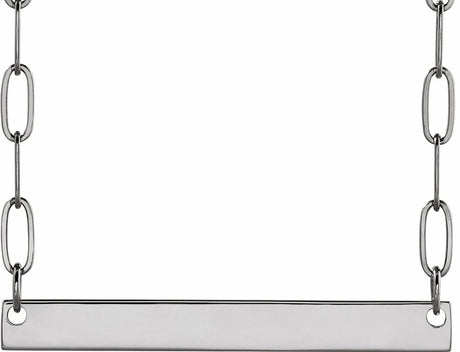 14K White Gold Engravable Bar 16" Necklace
