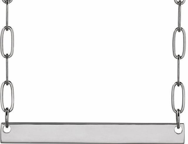 14K White Gold Engravable Bar 16" Necklace