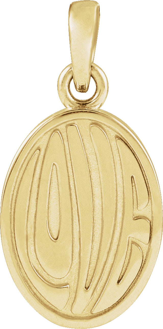 14K Yellow Retro "Love" Pendant