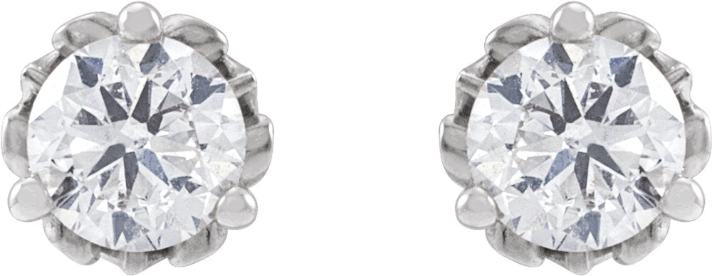 14K White 1/2 CTW Lab-Grown Diamond Vintage-Inspired Earrings