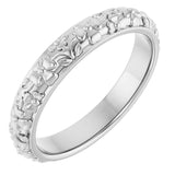 Sterling Silver 3.6 mm Floral Half Round Band Size 7