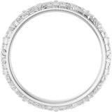 Sterling Silver 3.6 mm Floral Half Round Band Size 7