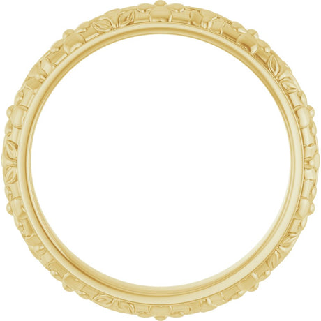 14K Yellow 3.6 mm Floral Half Round Band Size 7