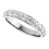 Sterling Silver 3.6 mm Floral Half Round Band Size 7