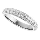 Sterling Silver 3.6 mm Floral Half Round Band Size 7