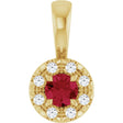 14K Yellow 3 mm Natural Ruby & .03 CTW Natural Diamond Halo-Style Pendant