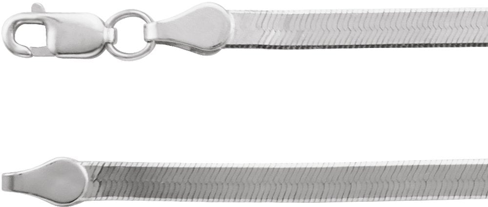 14K White Gold 2.8 mm Flexible Herringbone 18" Chain