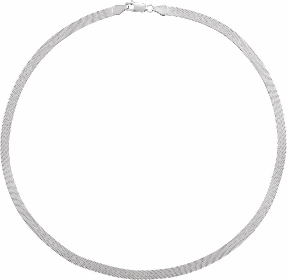 14K White Gold 4.6 mm Flexible Herringbone 20" Chain