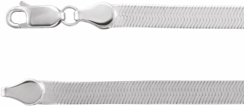 14K White Gold 4.6 mm Flexible Herringbone 16" Chain