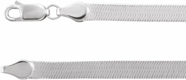 14K White Gold 4.6 mm Flexible Herringbone 16" Chain