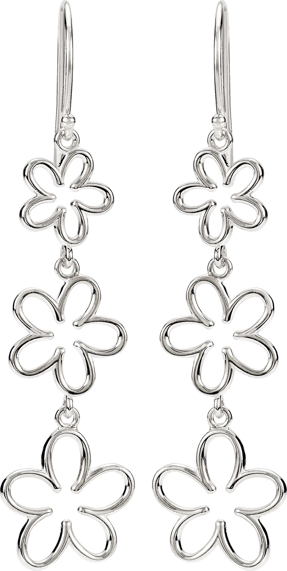 Sterling Silver Flower Dangle Earrings