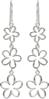 Sterling Silver Flower Dangle Earrings