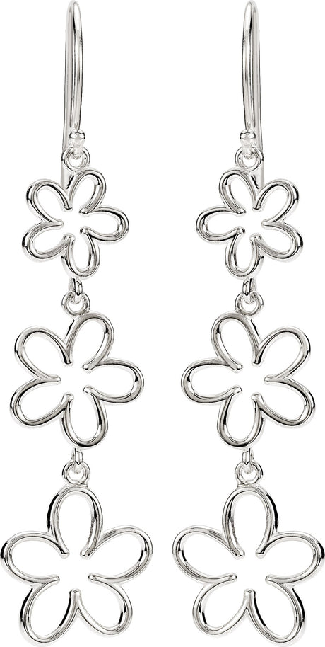 Sterling Silver Flower Dangle Earrings