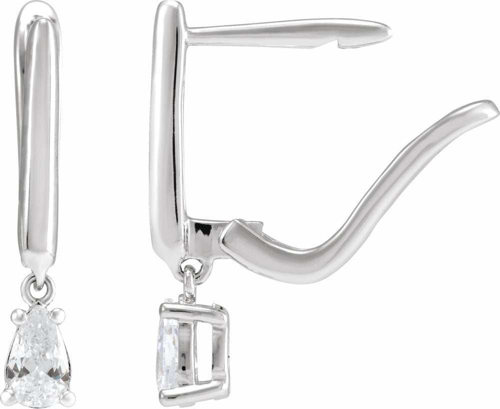 14K White 1/2 CTW Lab-Grown Diamond Lever Back Earrings