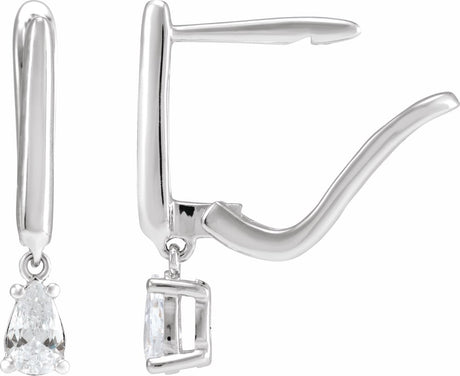 14K White 1/2 CTW Lab-Grown Diamond Lever Back Earrings