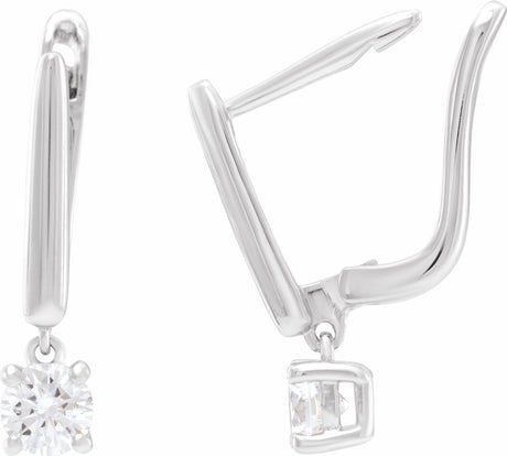 14K White Gold 1/2 CTW Lab-Grown Diamond Lever Back Earrings