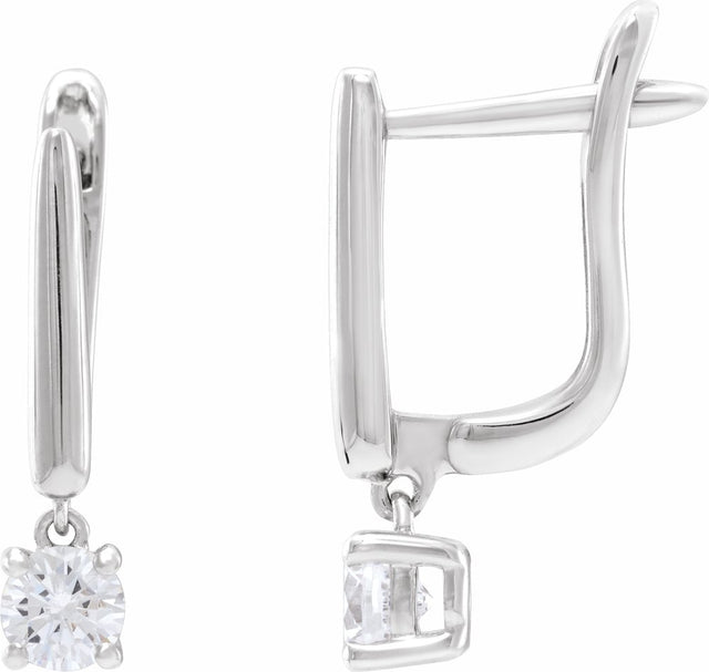 14K White Gold 1/2 CTW Lab-Grown Diamond Lever Back Earrings