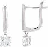 14K White Gold 1 CTW Lab-Grown Diamond Lever Back Earrings