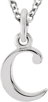 14K White Gold Lowercase Initial c 16" Necklace