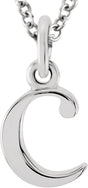 14K White Gold Lowercase Initial c 16" Necklace
