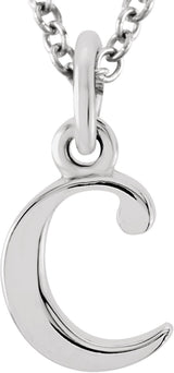 14K White Gold Lowercase Initial c 16" Necklace