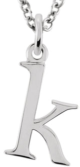 14K White Gold Lowercase Initial k 16" Necklace