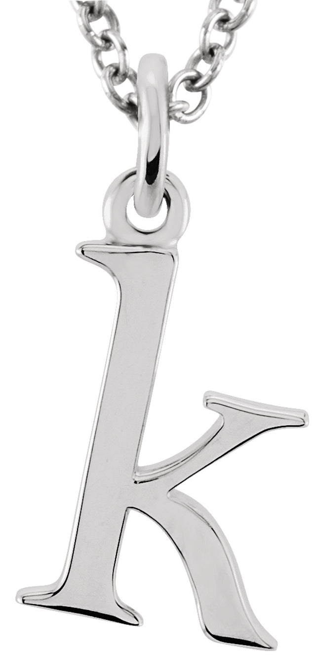 14K White Gold Lowercase Initial k 16" Necklace
